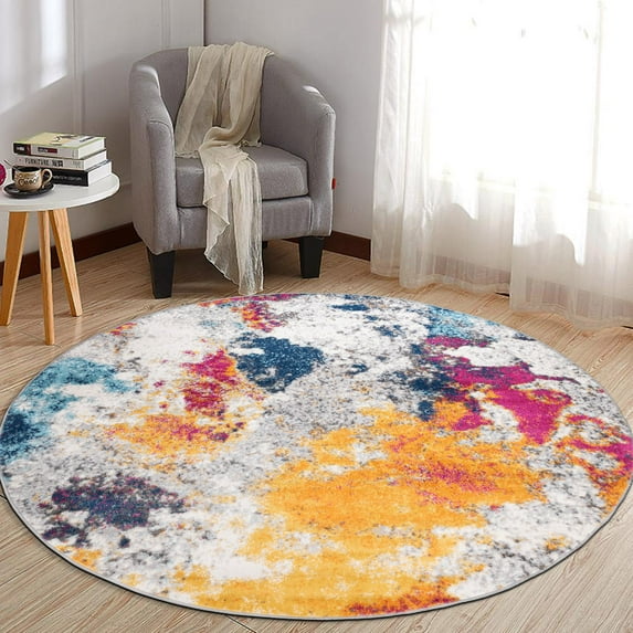 World Rug Gallery Area Rugs Bohemian Geometric Modern Dining Room Rug Living Room Rugs New - MULTI 8' Round