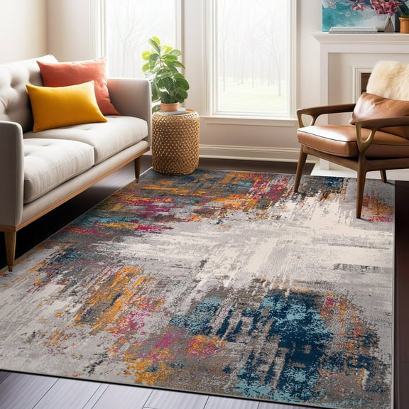 World Rug Gallery Bari Contemporary Abstract Art Area Rug - Multi 3'3"x5'