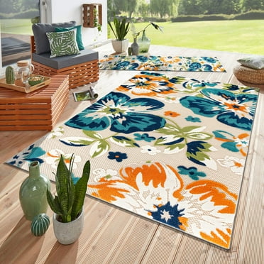 World Rug Gallery Bergamo Contemporary Floral Indoor/Outdoor Area Rug - Multi - 10'x14'