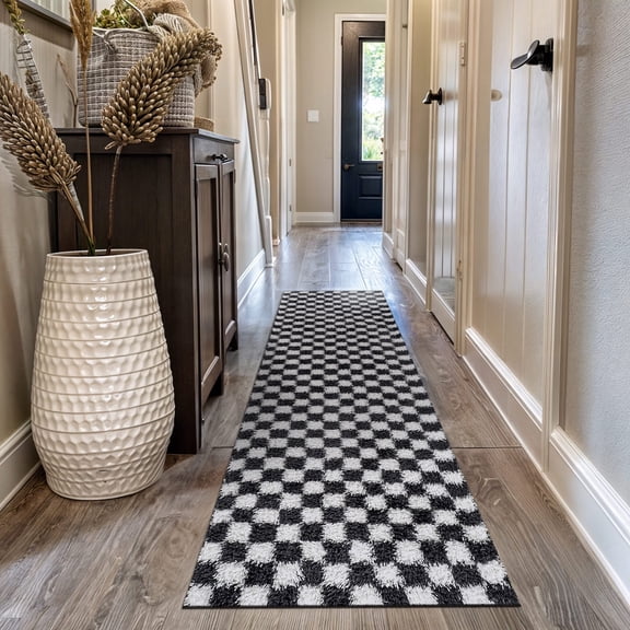 World Rug Gallery Block Shag Rug – Great for Living Room, Bedroom, or Entryway – Medium Pile, Easy to Clean – Anthracite Dark Gray - ANTHRACITE 2'3"x12'