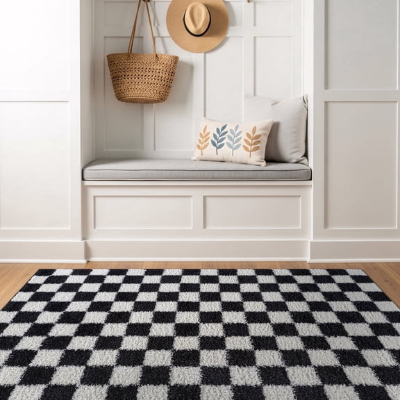 World Rug Gallery Block Shag Rug – Great for Living Room, Bedroom, or Entryway – Medium Pile, Easy to Clean – Anthracite Dark Gray - ANTHRACITE 4'x6'