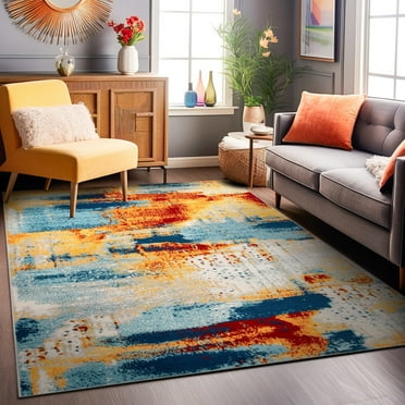 World Rug Gallery Bohemian Abstract Modern Area Rug - Multi 5' x 7'