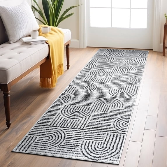 World Rug Gallery Bohemian Stipre Arch Design Area Rug - CREAM 2'x7'