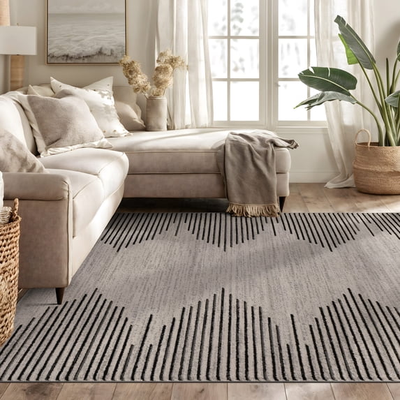 World Rug Gallery Bohemian Stripe Area Rug - Cream 5' x 7'