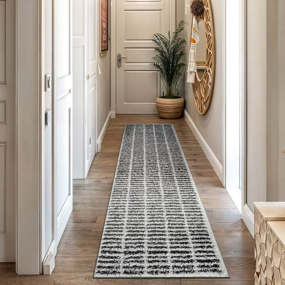 World Rug Gallery Bohemian Stripe Lines Shag Rug – Easy to Clean, Medium Pile – Perfect for Living Room, Bedroom, or Entryway - 2'3"x8'