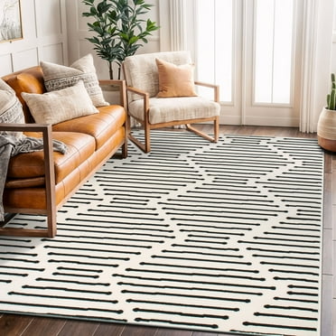 World Rug Gallery Boho Stripe Design Area Rug - CREAM 5'X7'