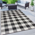 thumbnail image 1 of World Rug Gallery Buffalo Plaid Reversible Plastic Indoor and Outdoor Picnic Mat, Camping Rug, RV Rug - BLACK 7'10"X10', 1 of 9