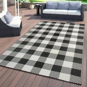 World Rug Gallery Buffalo Plaid Reversible Plastic Outdoor Rugs 5' X 7'