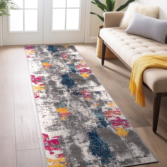 World Rug Gallery Cardiff Contemporary Abstract Area Rug - Multi 2'x7'