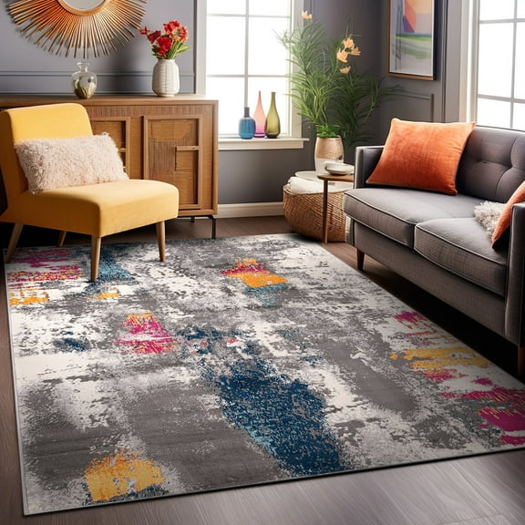 World Rug Gallery Cardiff Contemporary Abstract Area Rug - Multi 3'3"x5'