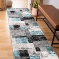 thumbnail image 1 of World Rug Gallery Contemporary Abstract Boxes Area Rug 2' x 7' - Blue - Runner, 1 of 7