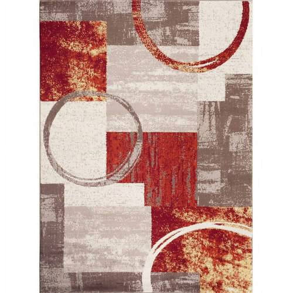 Rust and Ivory Abstract Geometric 8' x 10' Area Rug