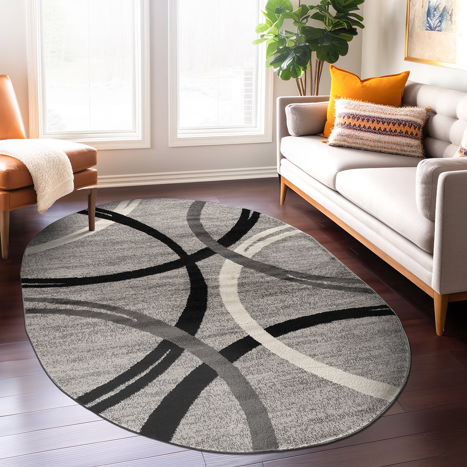 World Rug Gallery Contemporary Abstract Circles Design Area Rug 