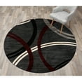 thumbnail image 1 of World Rug Gallery Contemporary Abstract Circles Design Red 6'6" Round Area Rug, 1 of 7