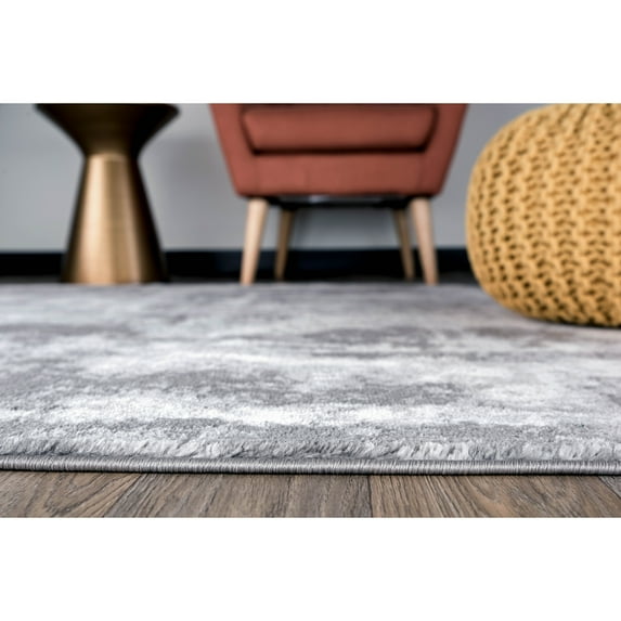 World Rug Gallery Contemporary Abstract Distressed Area Rug Gray 3'3"x5' 3' x 5' Accent, Indoor Kitchen, Living Room, Bedroom Navy, Ivory Rectangle