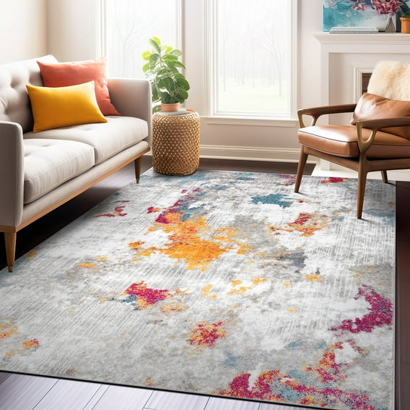 World Rug Gallery Contemporary Abstract Elegance Indoor Area Rug - MULTI 5'x7'