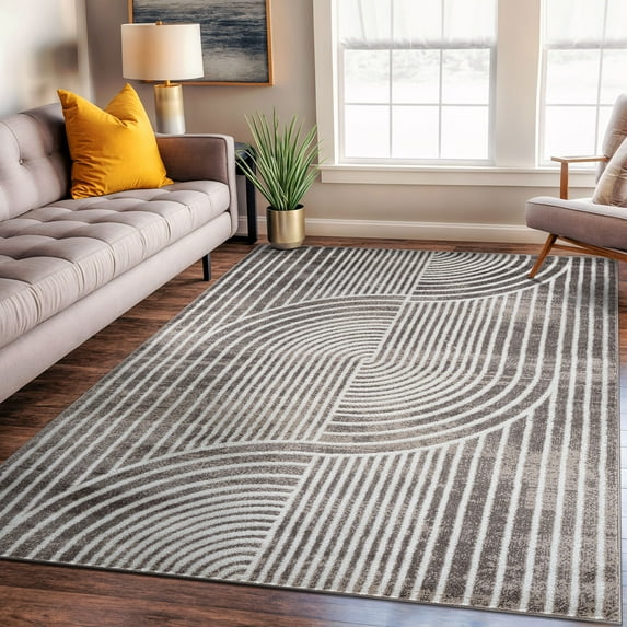 World Rug Gallery Contemporary Arch Knot Design Area Rug - BROWN 5' X 7'