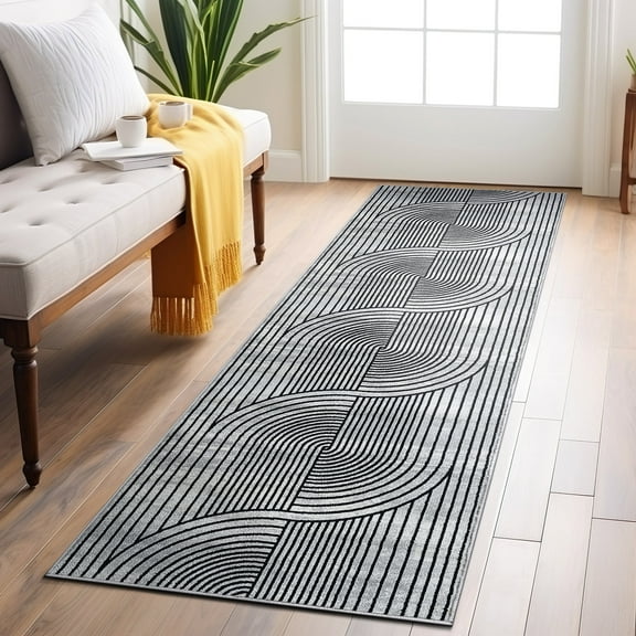 World Rug Gallery Contemporary Arch Knot Design Area Rug - GRAY 2'x7'