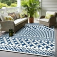 thumbnail image 1 of World Rug Gallery Contemporary Bohemian Geometric Reversible Recycled Plastic Outdoor Picnic Mat, Camping Rug, RV Rug - BLUE 7'10"x10', 1 of 9