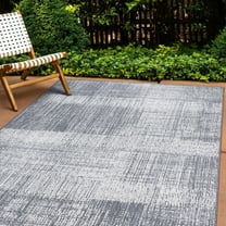 World Rug Gallery Contemporary Distressed Boxes Weather Resistant Reversible Indoor/Outdoor Area Rug - Gray 5'x7'