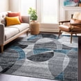thumbnail image 1 of World Rug Gallery Contemporary Distressed Circle Area Rug - BLUE 5' X 7', 1 of 8