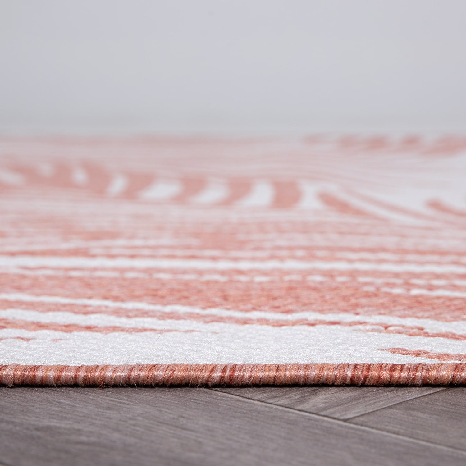 Terracotta Floral Flat Woven Synthetic Indoor/Outdoor Rug 2'x3'