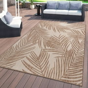 World Rug Gallery Contemporary Distressed Leaves Textured Flat Weave Indoor/Outdoor Area Rug - BROWN 5' X 7'