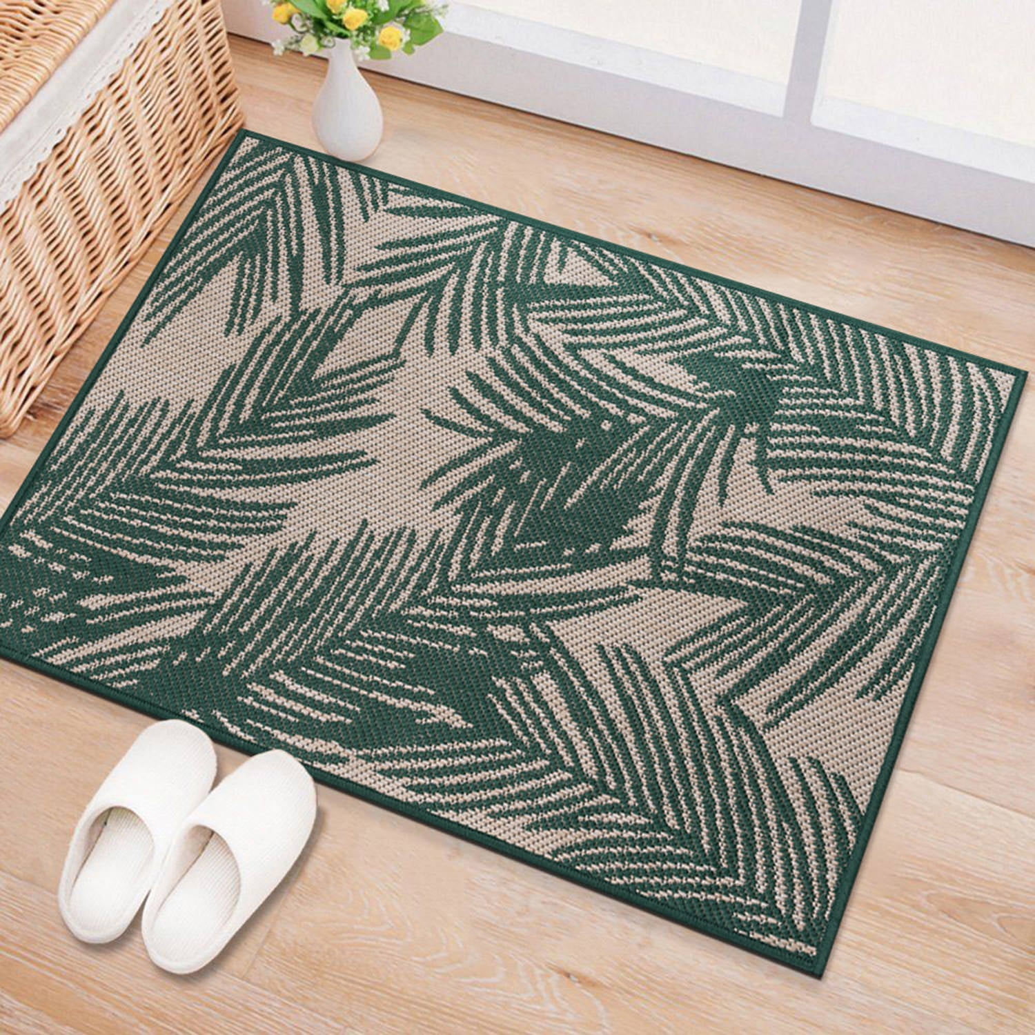 World Rug Gallery Contemporary Distressed Leaves Textured Flat Weave ...
