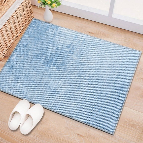 World Rug Gallery Contemporary Distressed Stripe Machine Washable 2'1"x3' Blue Door Mat