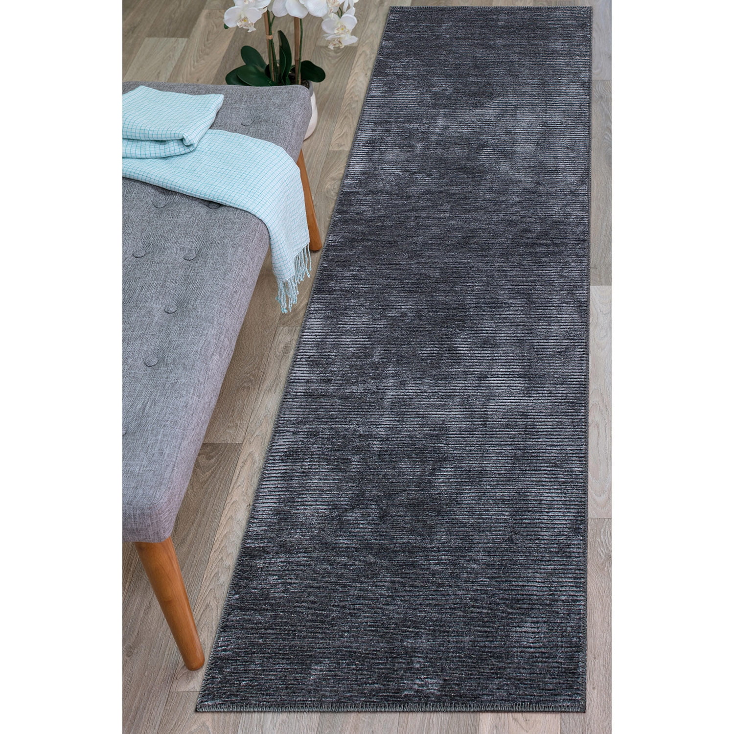 World Rug Gallery Contemporary Distressed Stripe Machine Washable 2'6 ...