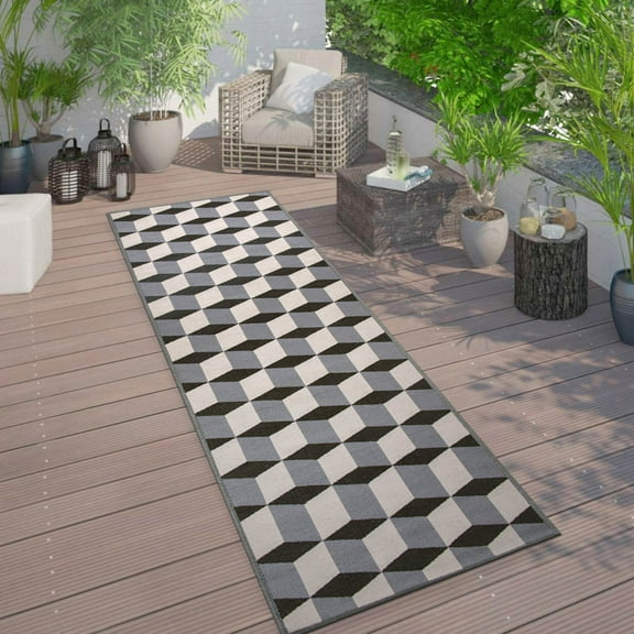 World Rug Gallery Contemporary Geometric Flatweave Indoor/Outdoor Area Rug - GRAY 2'x7'