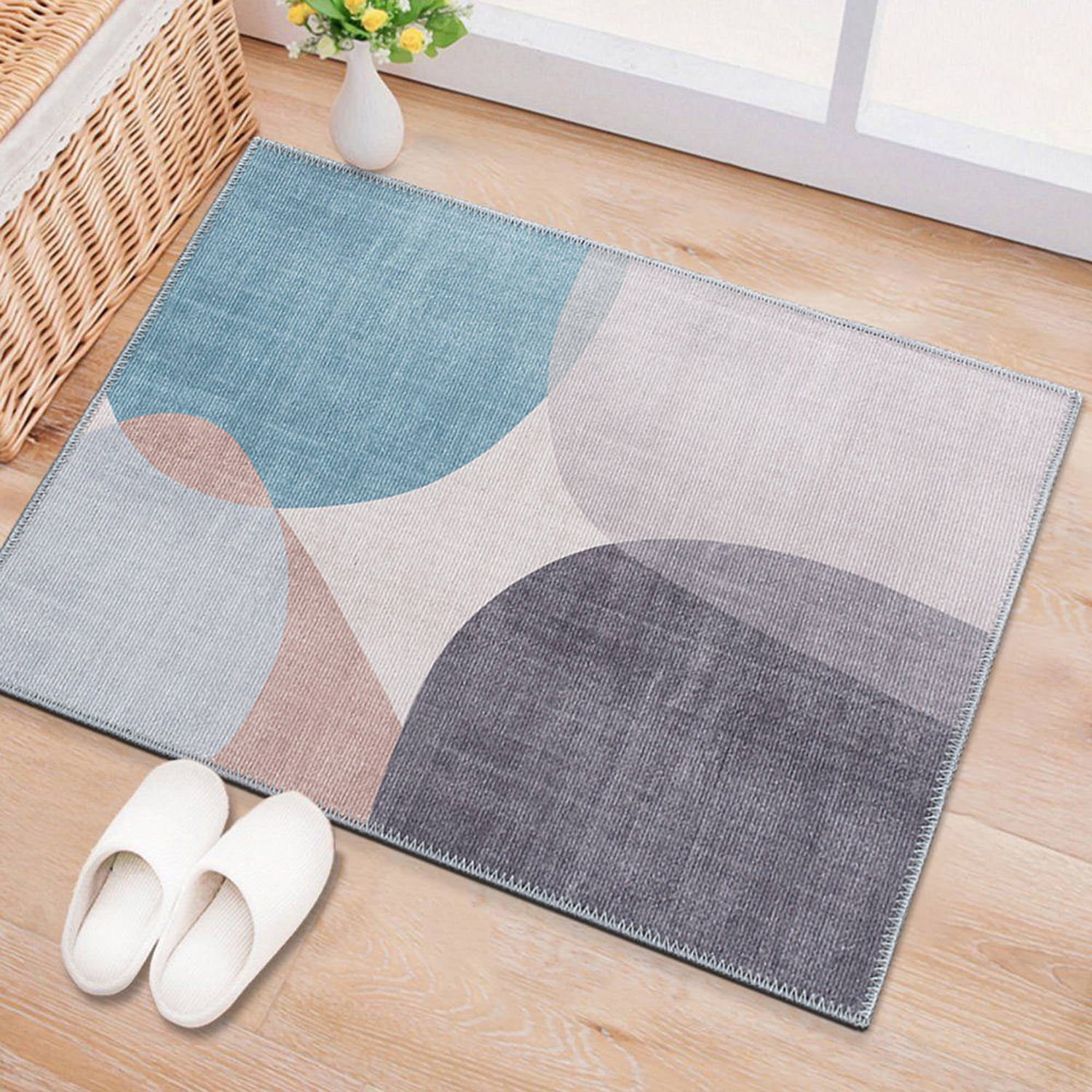 Contemporary Multicolor Geometric Flat Woven Washable Area Rug