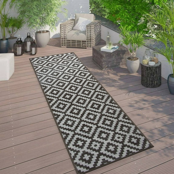 World Rug Gallery Contemporary Geometric Trellis Indoor/Outdoor Area Rug - GRAY 2'x7'
