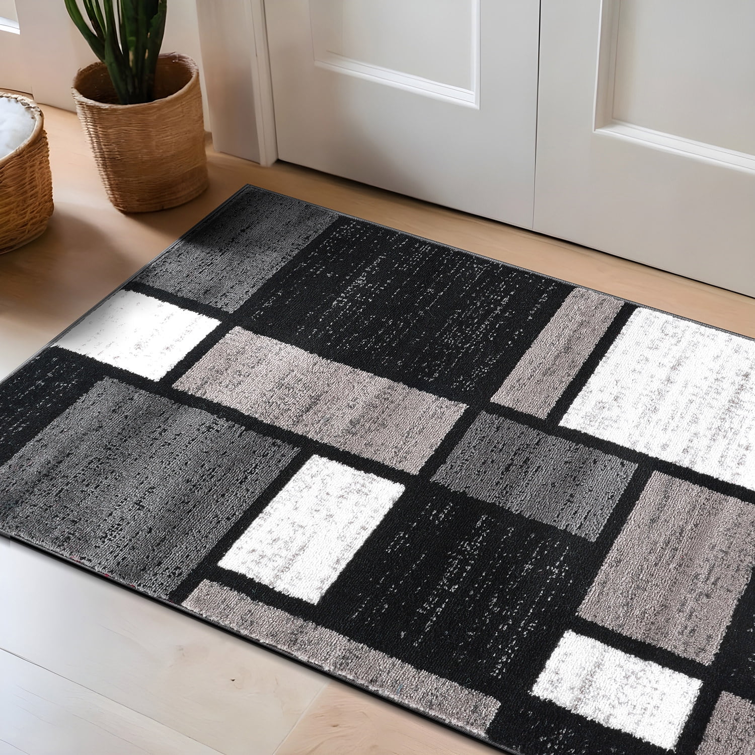 World Rug Gallery Contemporary Modern Boxed Color Block Area