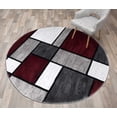 thumbnail image 1 of World Rug Gallery Contemporary Modern Boxed Color Block Red 6'6" Round Rug, 1 of 7