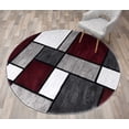 thumbnail image 1 of World Rug Gallery Contemporary Modern Boxed Color Block Red 6'6" Round Rug, 1 of 7