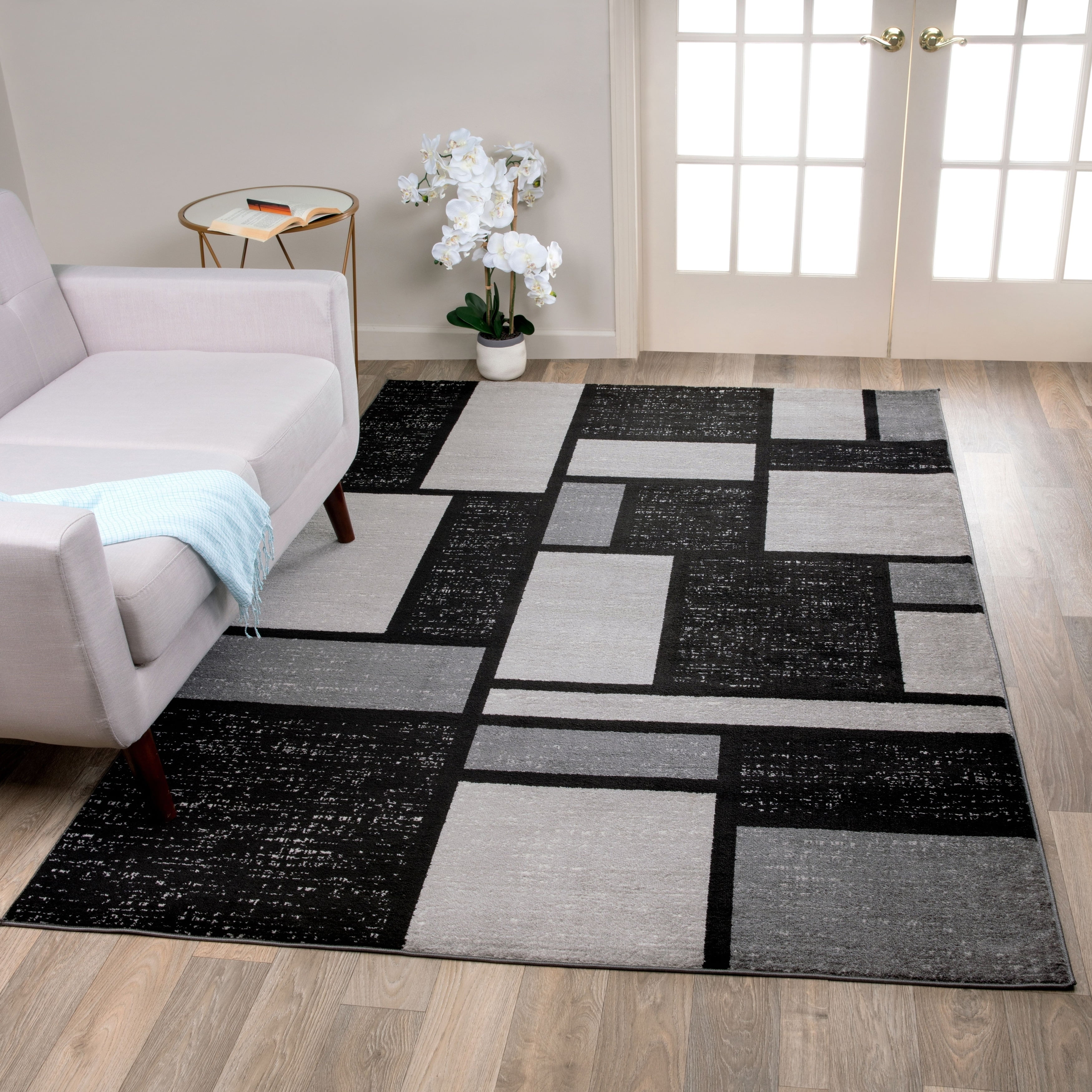 World Rug Gallery Contemporary Modern Boxes Area Rug or Runner