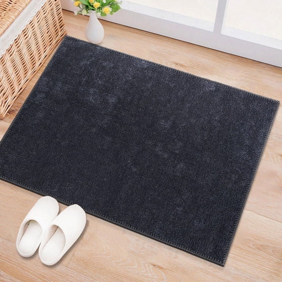 World Rug Gallery Contemporary Solid Machine Washable 2'1"x3' Dark Gray Door Mat