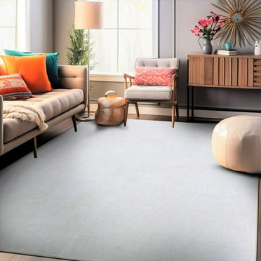 World Rug Gallery Contemporary Solid Machine Washable 5'x7' Cream Area Rug