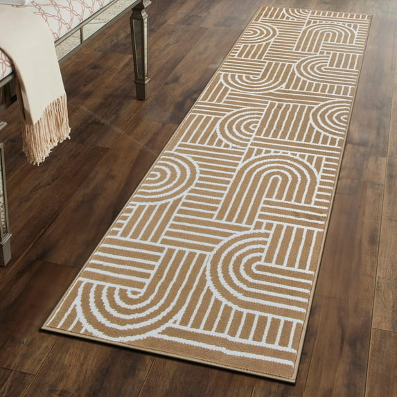 World Rug Gallery Contemporary Stripe Arch Design Area Rug - BROWN 2'x7'