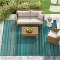 thumbnail image 1 of World Rug Gallery Contemporary Stripe Reversible Plastic Indoor and Outdoor Picnic Mat, Camping Rug, RV Rug - BLUE 7'10"X10', 1 of 9