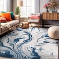 thumbnail image 1 of World Rug Gallery Contemporary Watercolor Wave Abstract Non Slip Area Rug - BLUE 7'10"x10', 1 of 8
