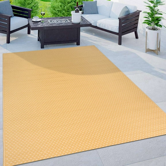 World Rug Gallery Contemporay Solid Reversible Plastic Indoor and Outdoor Picnic Mat, Camping Rug, RV Rug - BEIGE 3'x5'