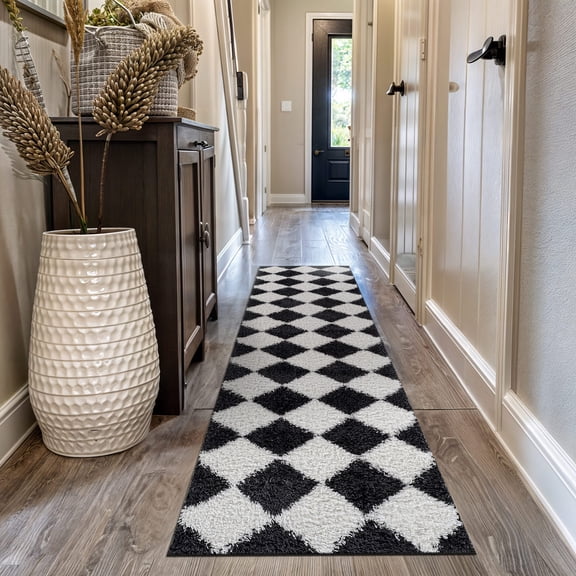 World Rug Gallery Diamond Wave Shag Rug – Cozy Feel for Living Room, Bedroom, or Entryway – Anthracite Dark Gray – Medium Pile - ANTHRACITE 2'3"x12'