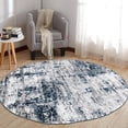 thumbnail image 1 of World Rug Gallery Distressed Abstract Blue 6'6" Round Rug, 1 of 6
