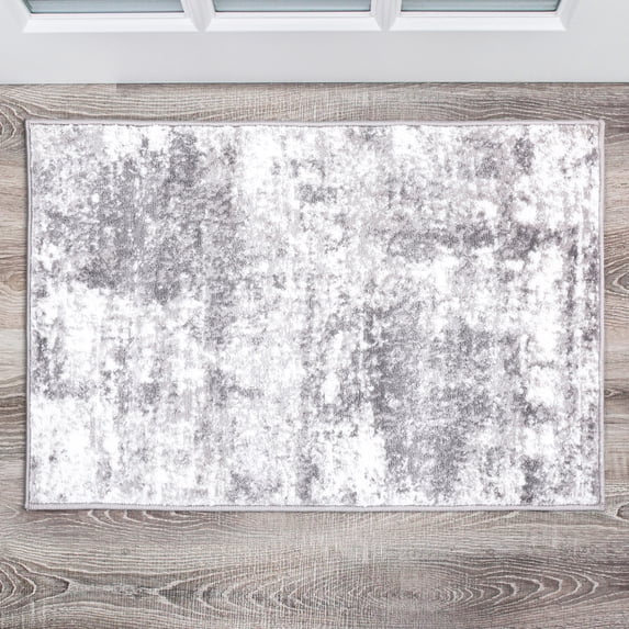 World Rug Gallery Distressed Abstract Gray 2' x 3' Door Mat