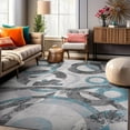 thumbnail image 1 of World Rug Gallery Distressed Modern Circles Stain Resistant Soft Area Rug - Blue 7'10"x10', 1 of 10