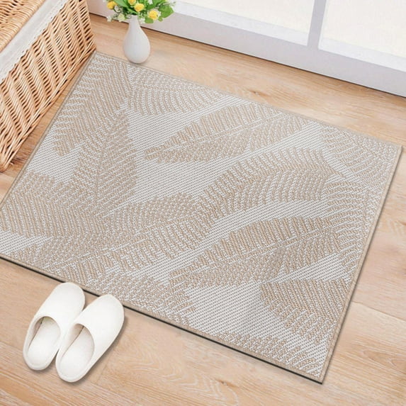 World Rug Gallery Distressed Palm Leaves Textured Flat Weave Indoor/Outdoor Area Rug - NATURAL 2'x3'