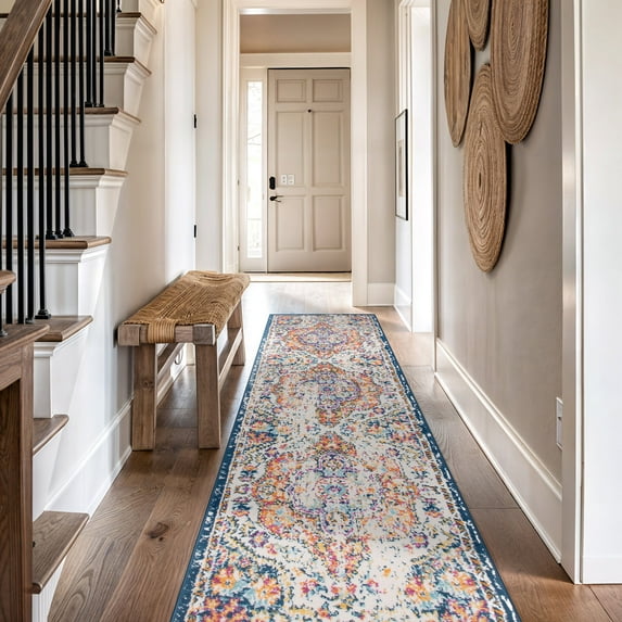 World Rug Gallery Distressed Vintage Bohemian Indoor Area Rug - Multicolored 2'7"x12'