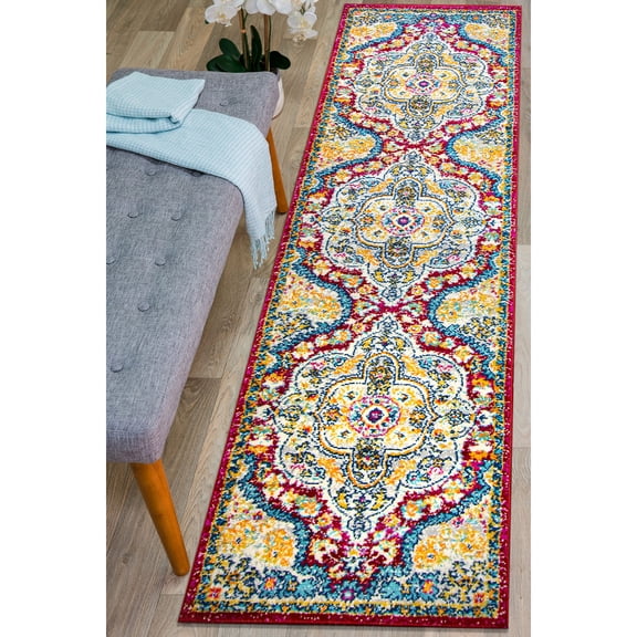 World Rug Gallery Distressed Vintage Bohemian Red 2' x 7' Runner Rug